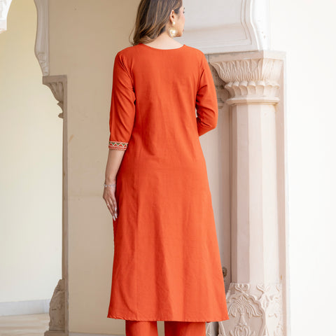 Cotton Embroidered Kurta Set