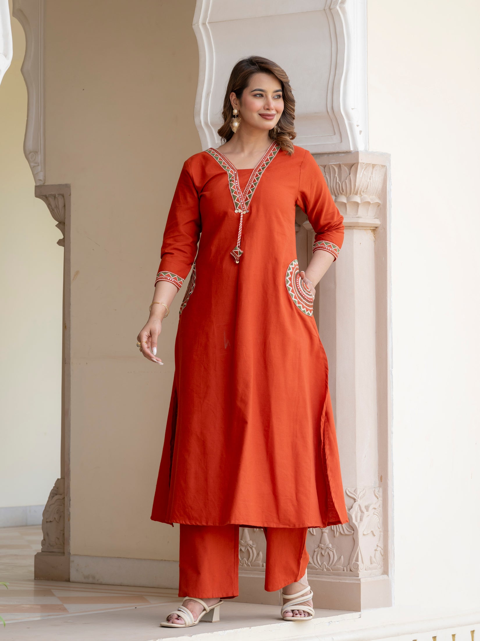 Cotton Embroidered Kurta Set