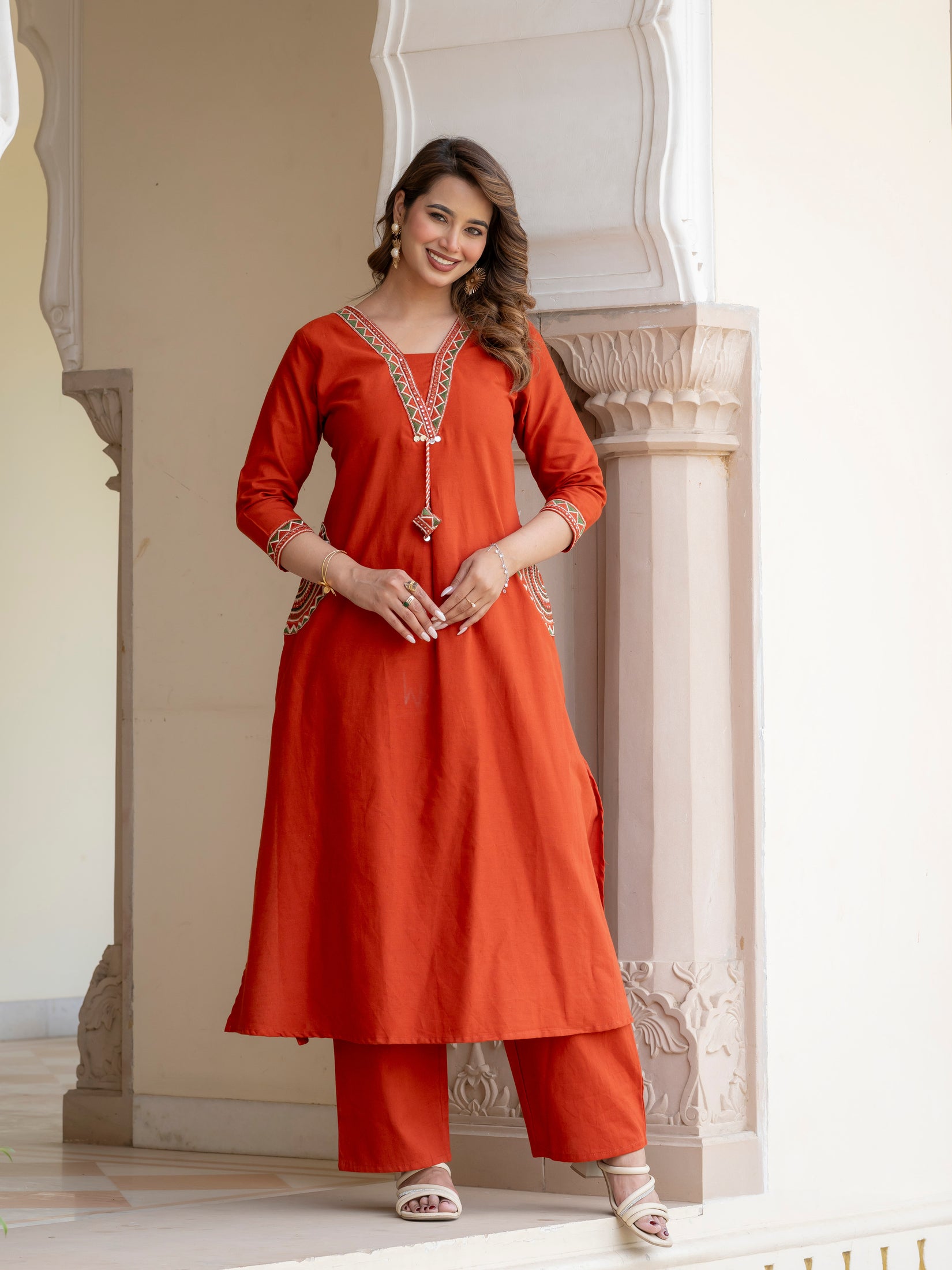 Cotton Embroidered Kurta Set