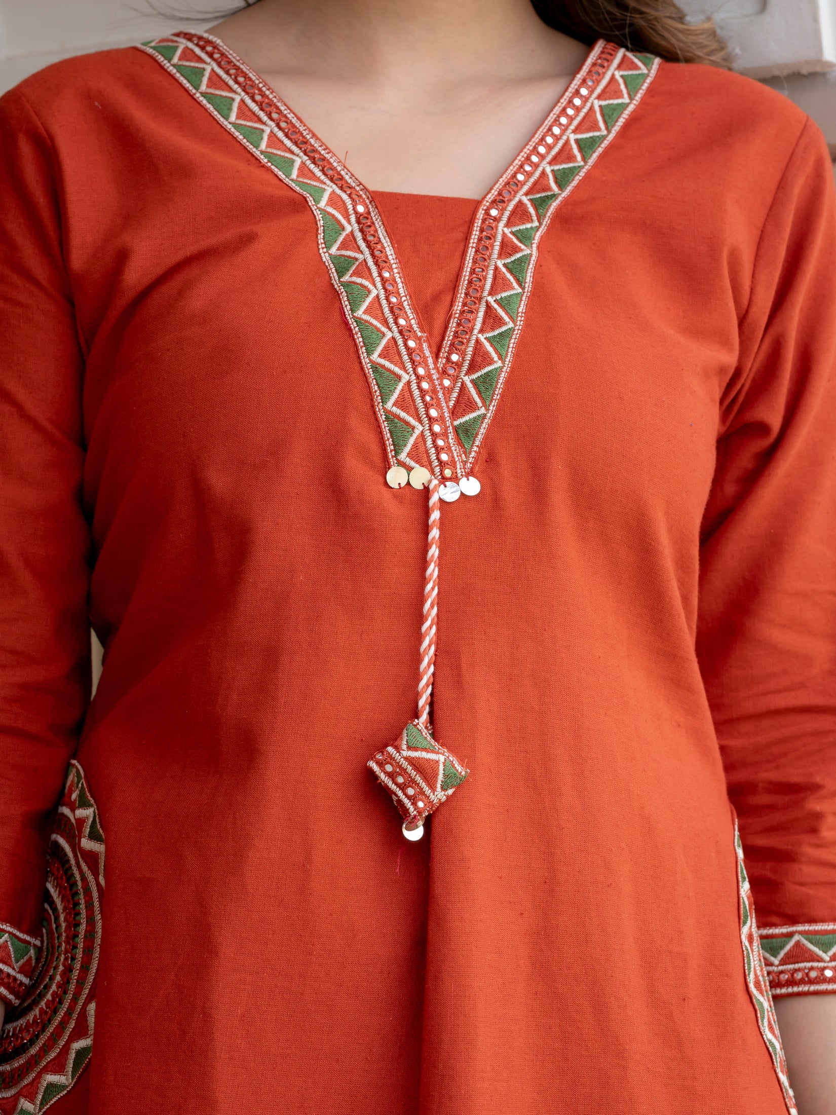 Cotton Embroidered  Kurta Set