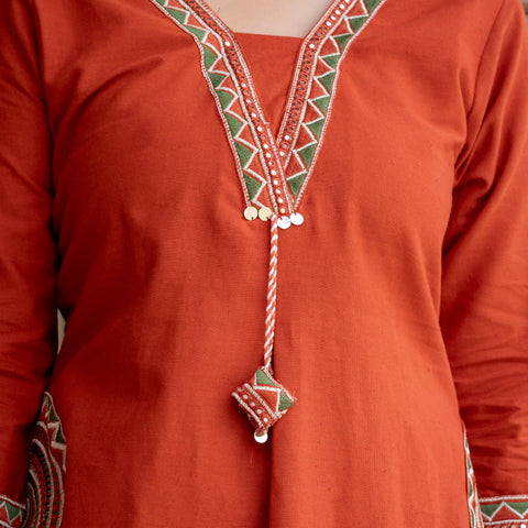 Cotton Embroidered Kurta Set