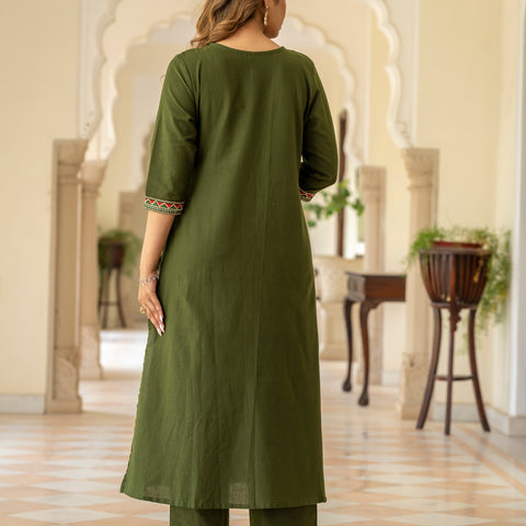 Cotton Embroidered Kurta Set