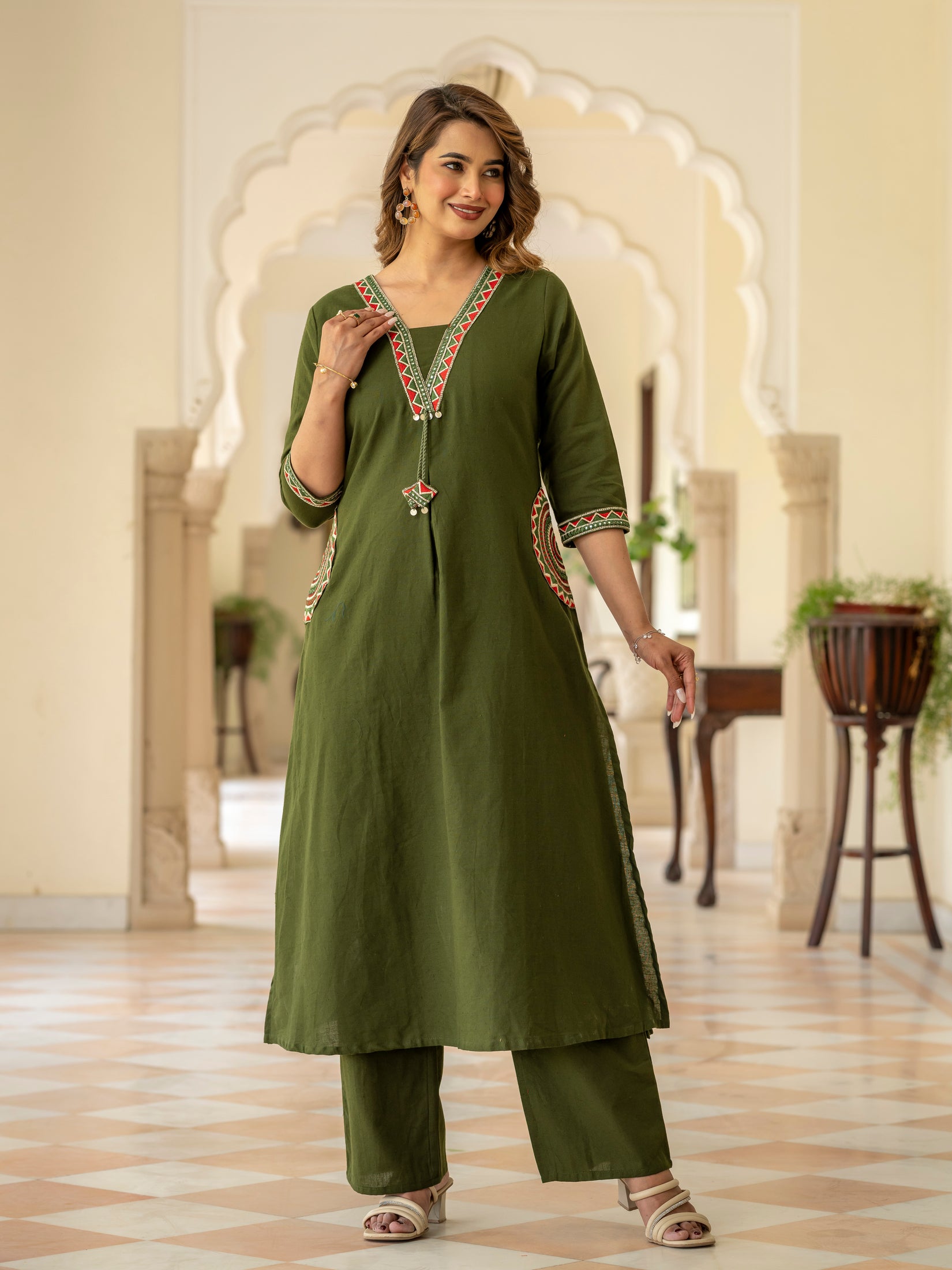 Cotton Embroidered Kurta Set