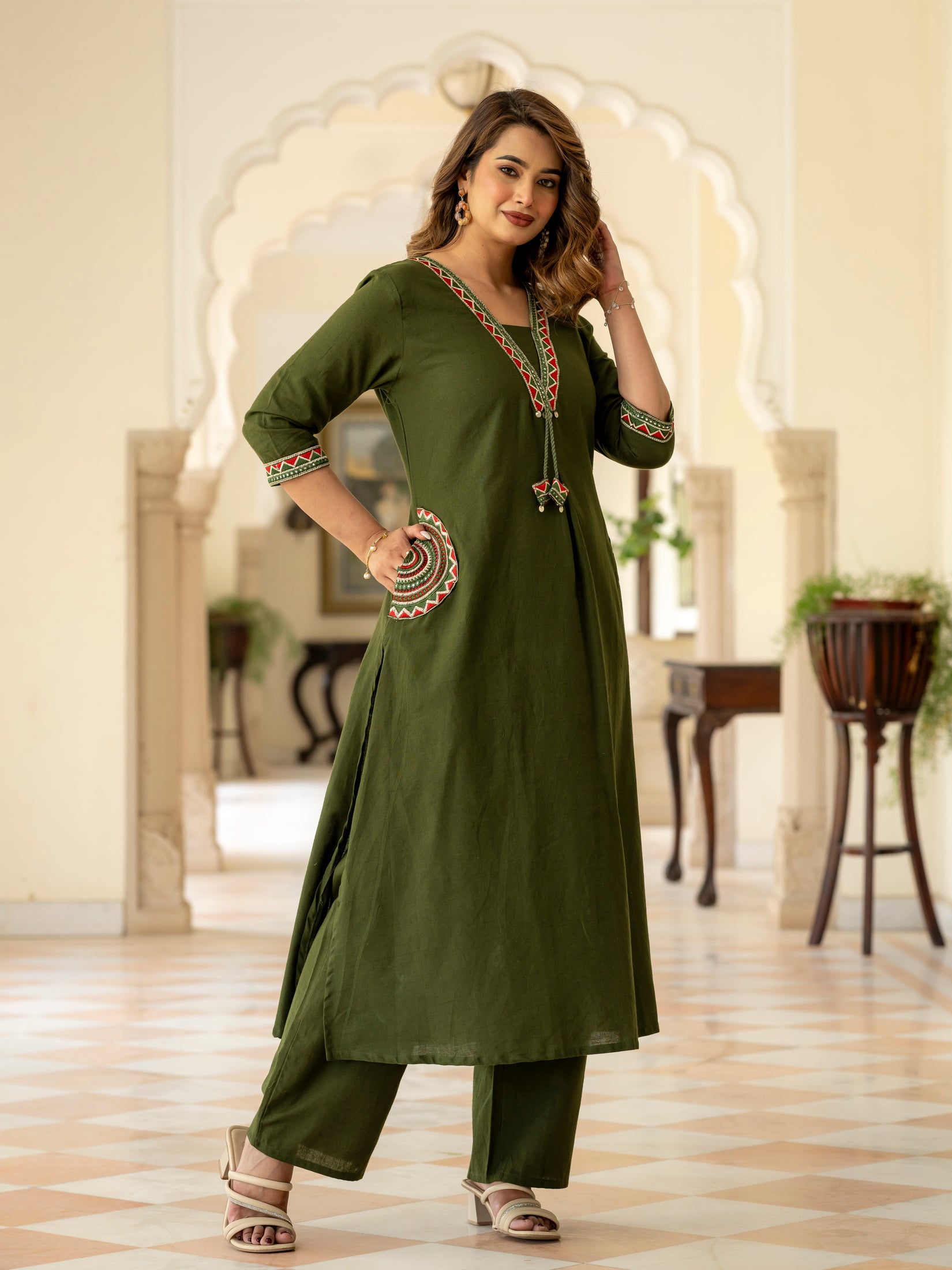 Cotton Embroidered Kurta Set