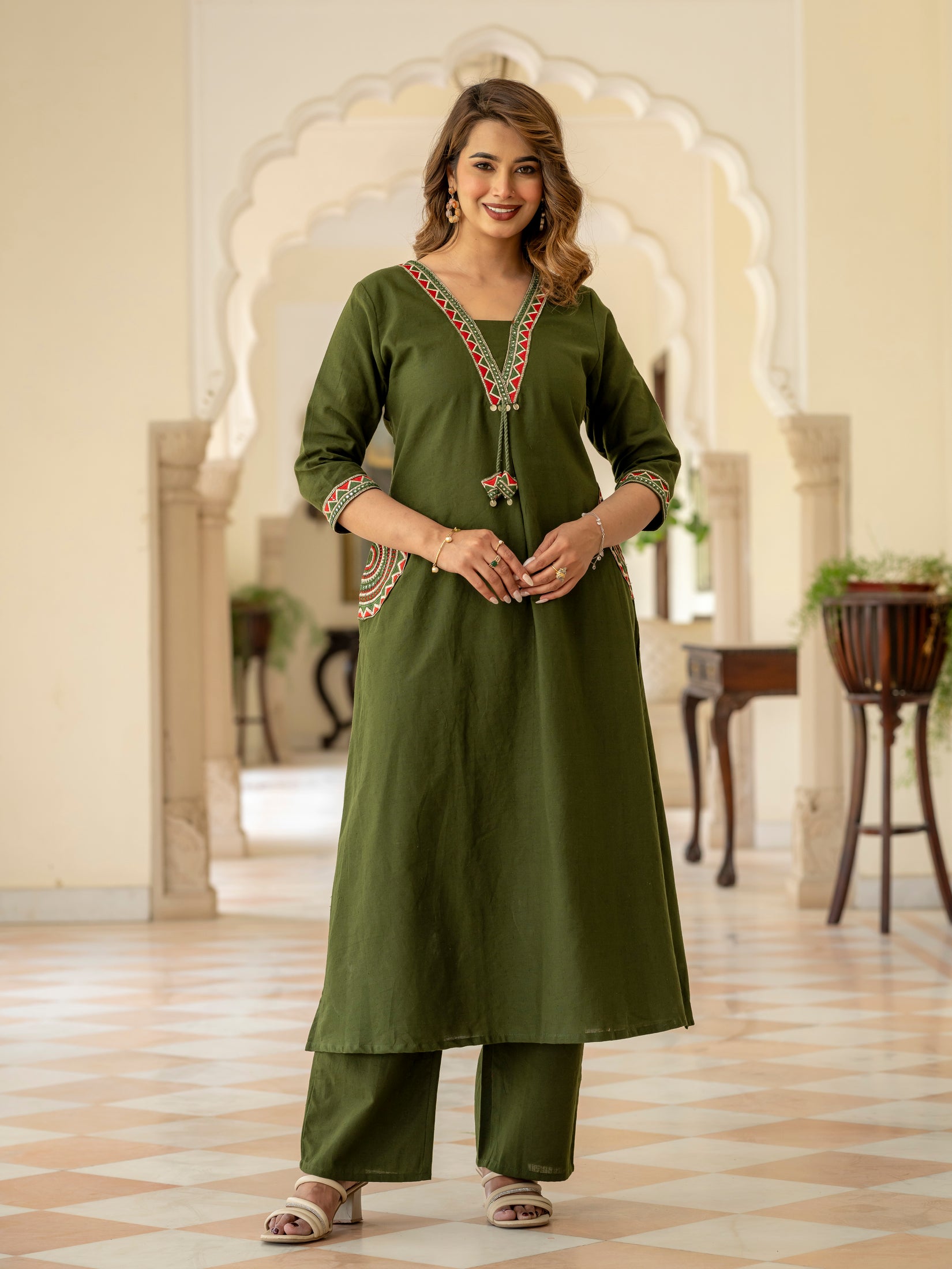 Cotton Embroidered Kurta Set