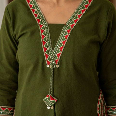 Cotton Embroidered Kurta Set