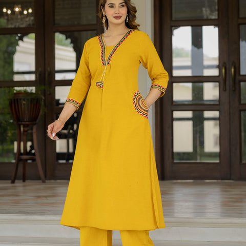 Cotton Embroidered Kurta Set