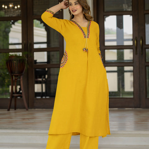 Cotton Embroidered Kurta Set