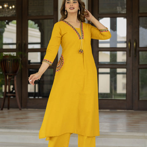 Cotton Embroidered Kurta Set