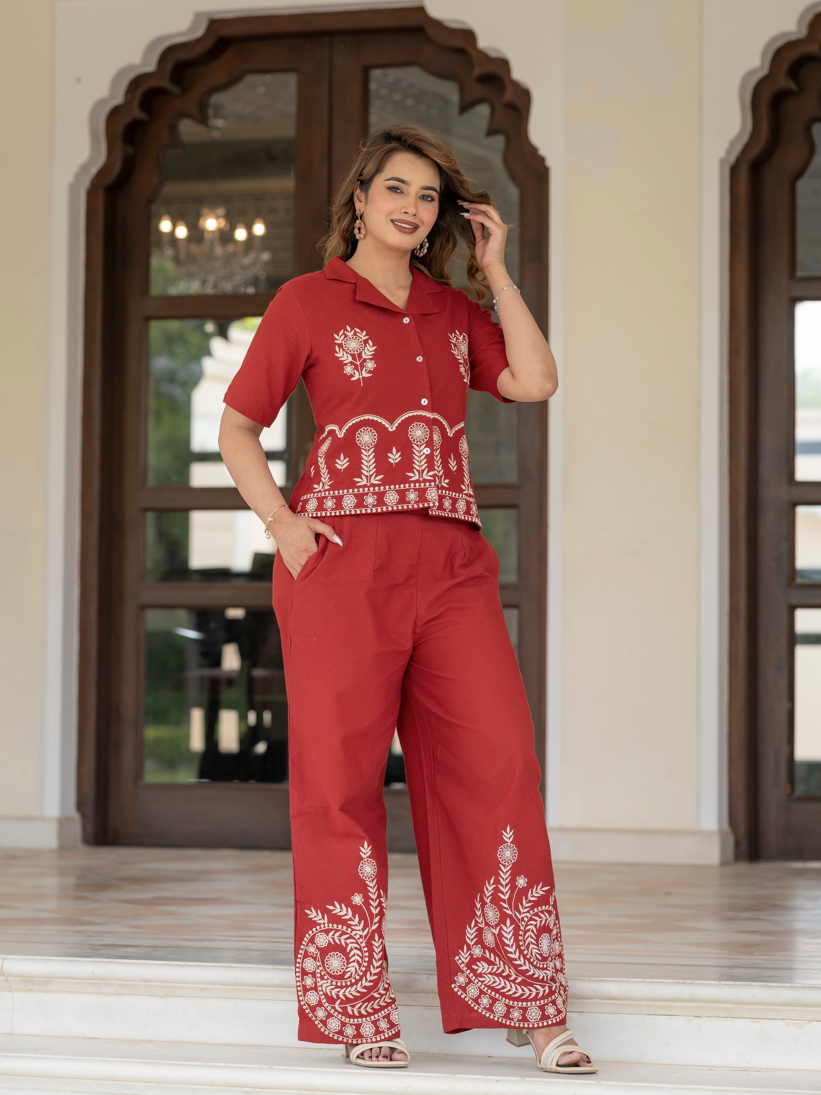 Cotton Embroidered Co-ords Set
