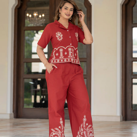 Cotton Embroidered Co-ords Set