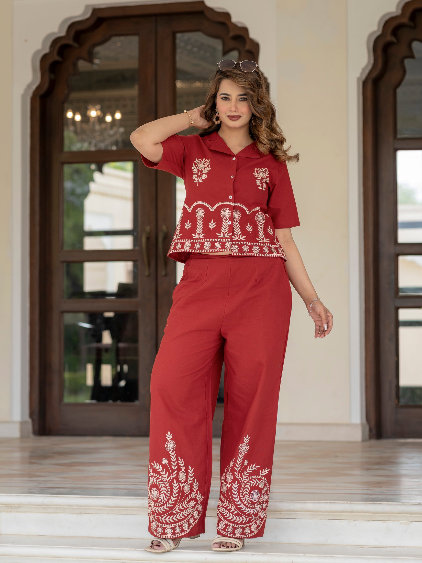 Cotton Embroidered Co-ords Set