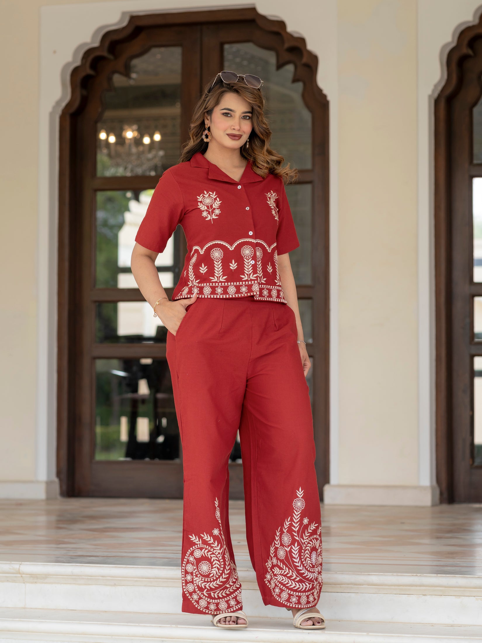 Cotton Embroidered Co-ords Set