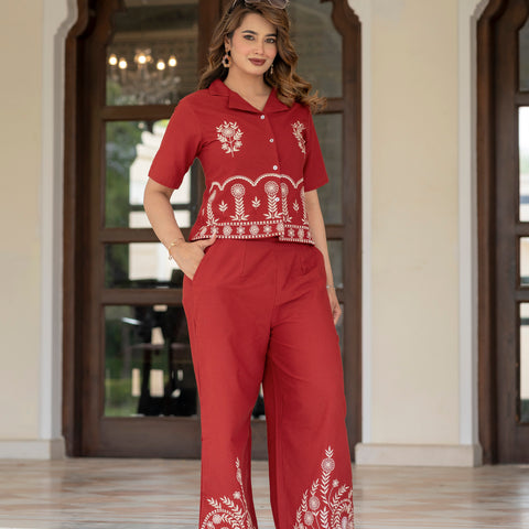 Cotton Embroidered Co-ords Set
