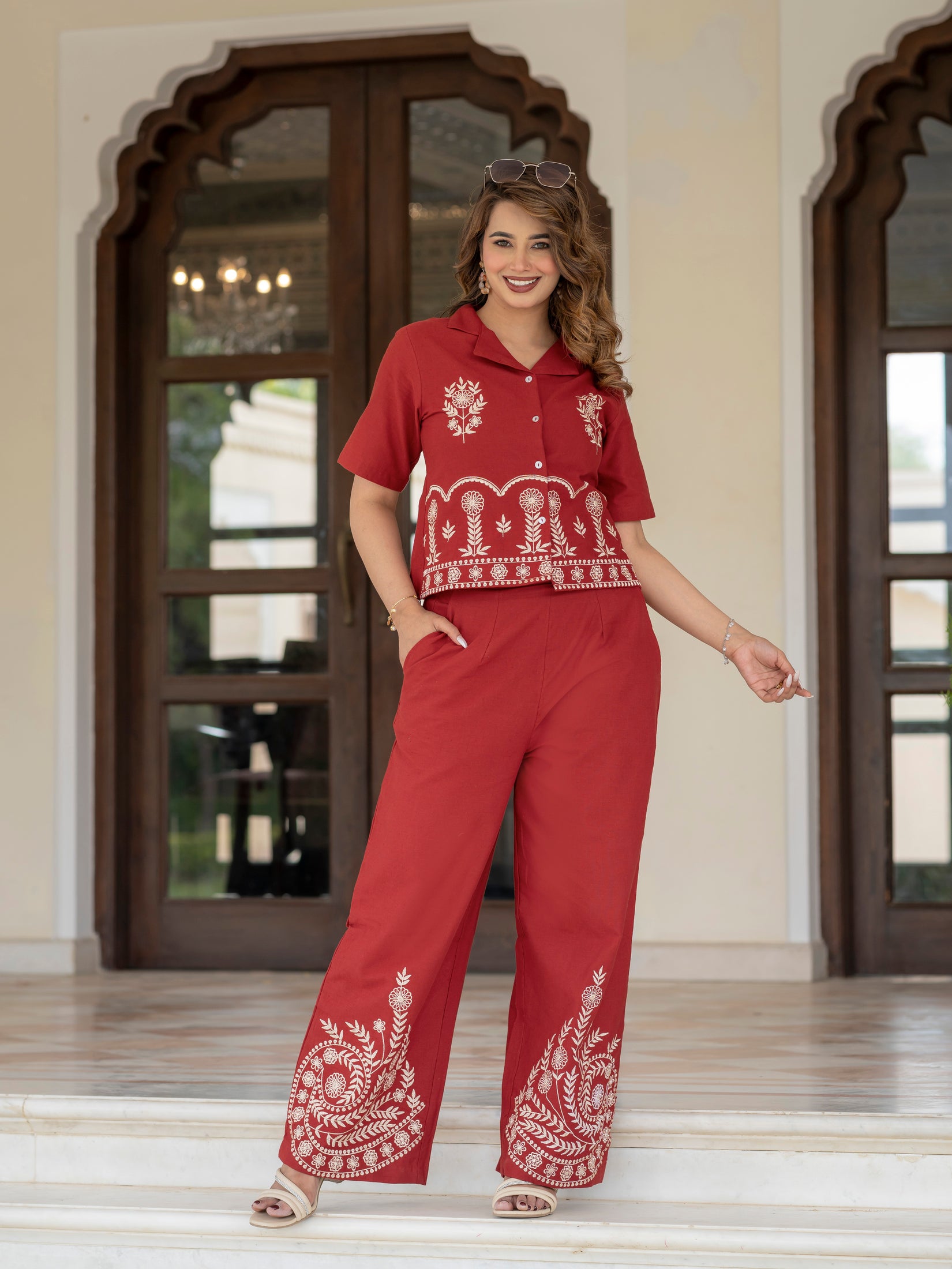 Cotton Embroidered Co-ords Set