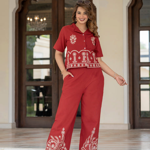 Cotton Embroidered Co-ords Set