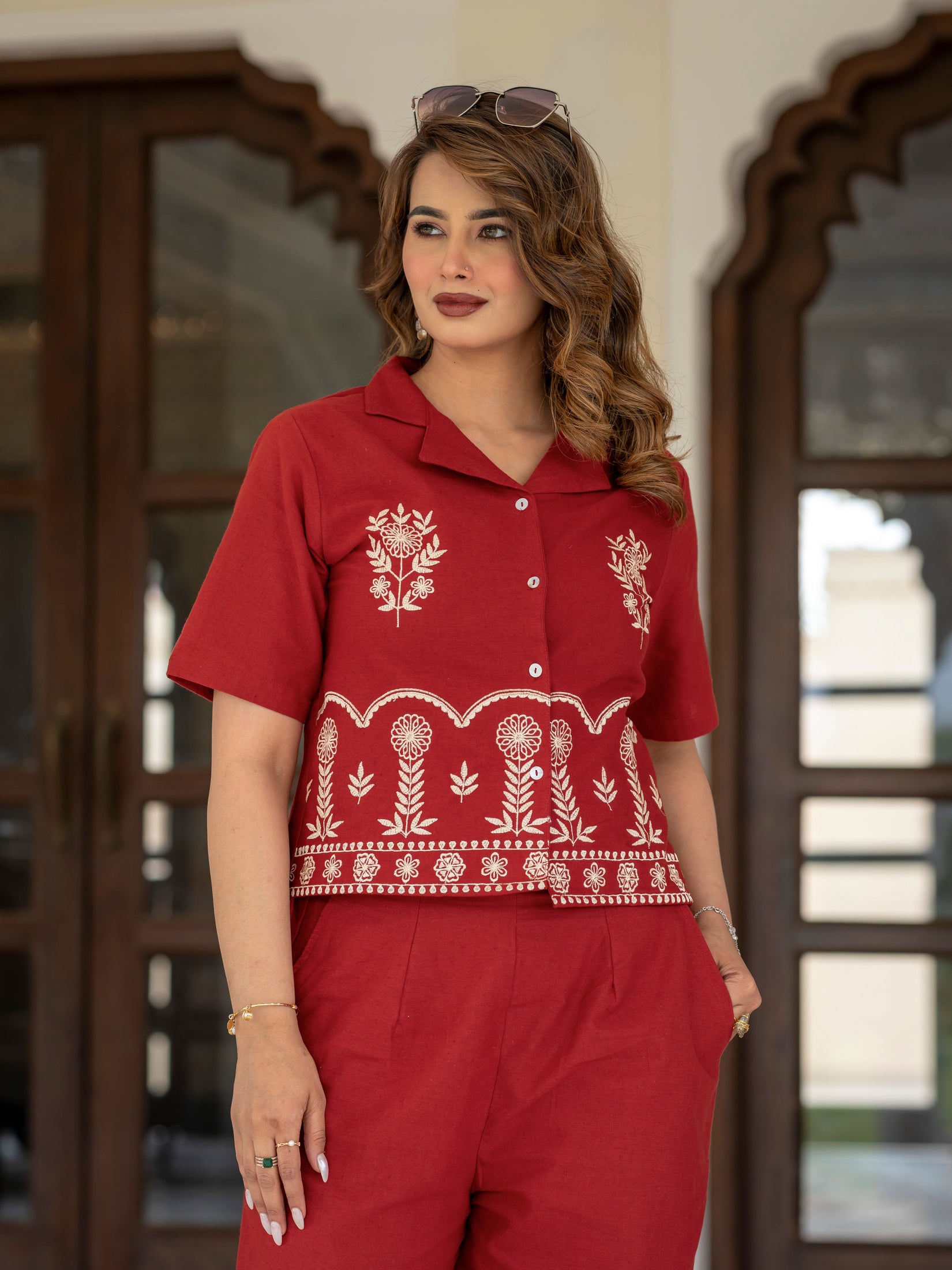 Cotton Embroidered Co-ords Set