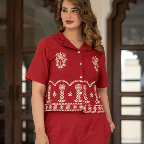 Cotton Embroidered Co-ords Set