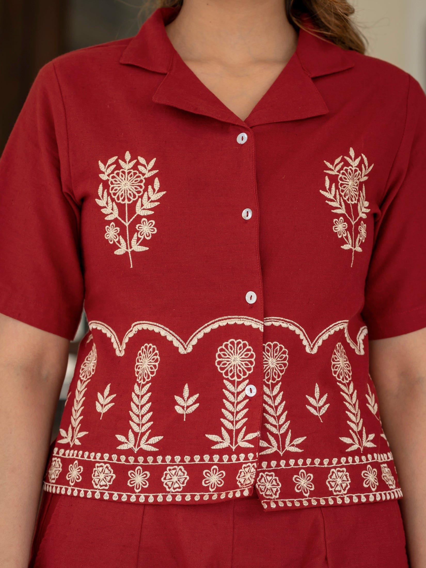 Cotton Embroidered Co-ords Set