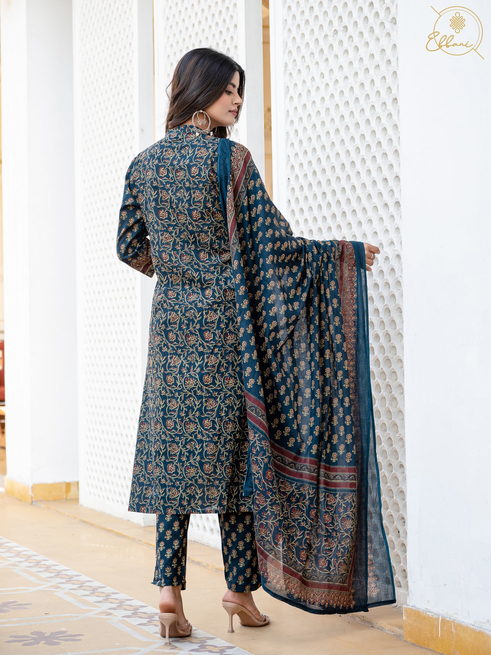 Cotton Motifs Kurta Set with Dupatta