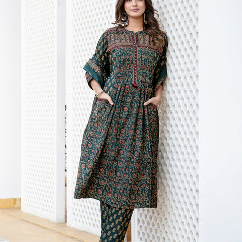 Cotton Motifs Kurta Set with Dupatta