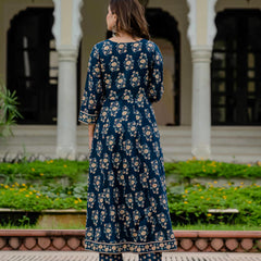 Ebbani Women’s Pure Cotton Floral Kurta Set with Pants & Dupatta