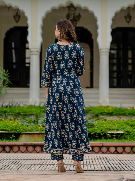 Ebbani Women’s Pure Cotton Floral Kurta Set with Pants & Dupatta