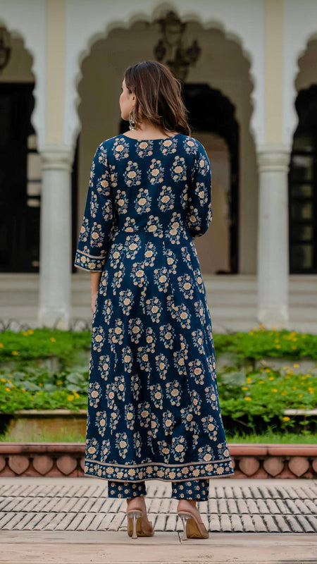 Ebbani Women’s Pure Cotton Floral Kurta Set with Pants & Dupatta