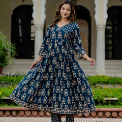 Ebbani Women’s Pure Cotton Floral Kurta Set with Pants & Dupatta