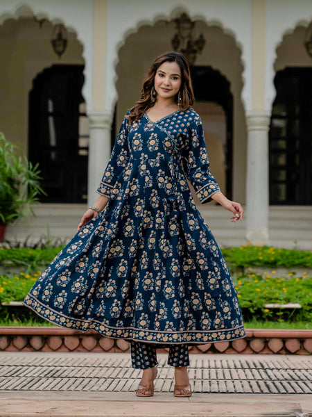 Ebbani Women’s Pure Cotton Floral Kurta Set with Pants & Dupatta