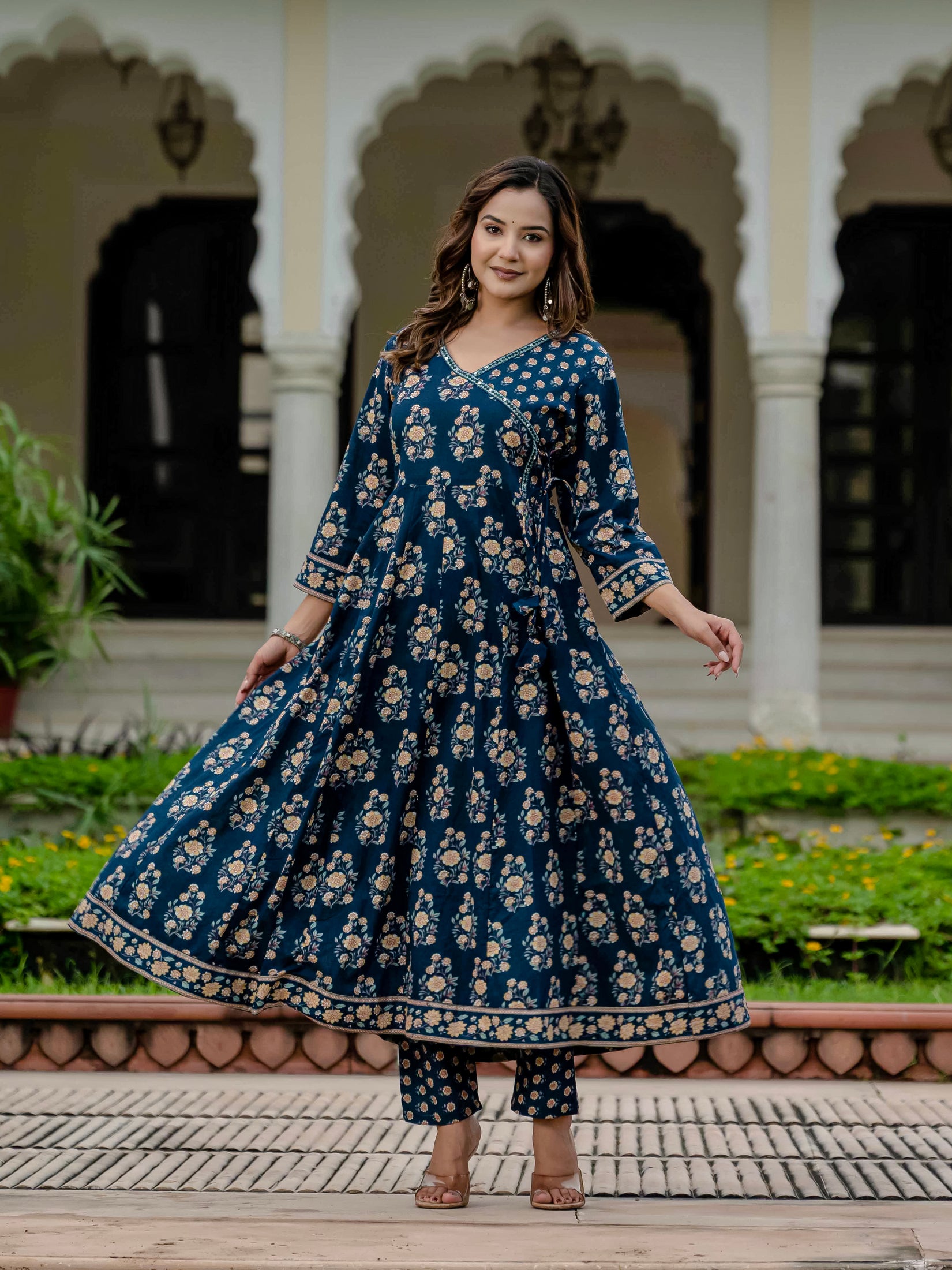 Ebbani Women’s Pure Cotton Floral Kurta Set with Pants & Dupatta