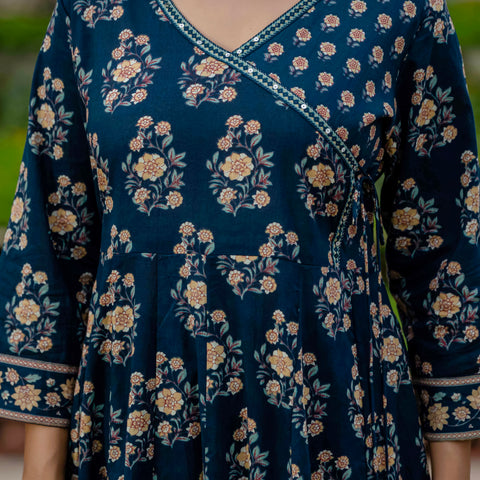 Ebbani Women’s Pure Cotton Floral Kurta Set with Pants & Dupatta