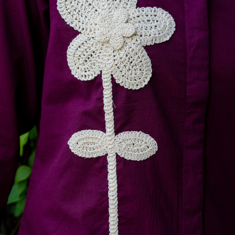 Women Purple  Embroidered Thread Work Pure Cotton coord set