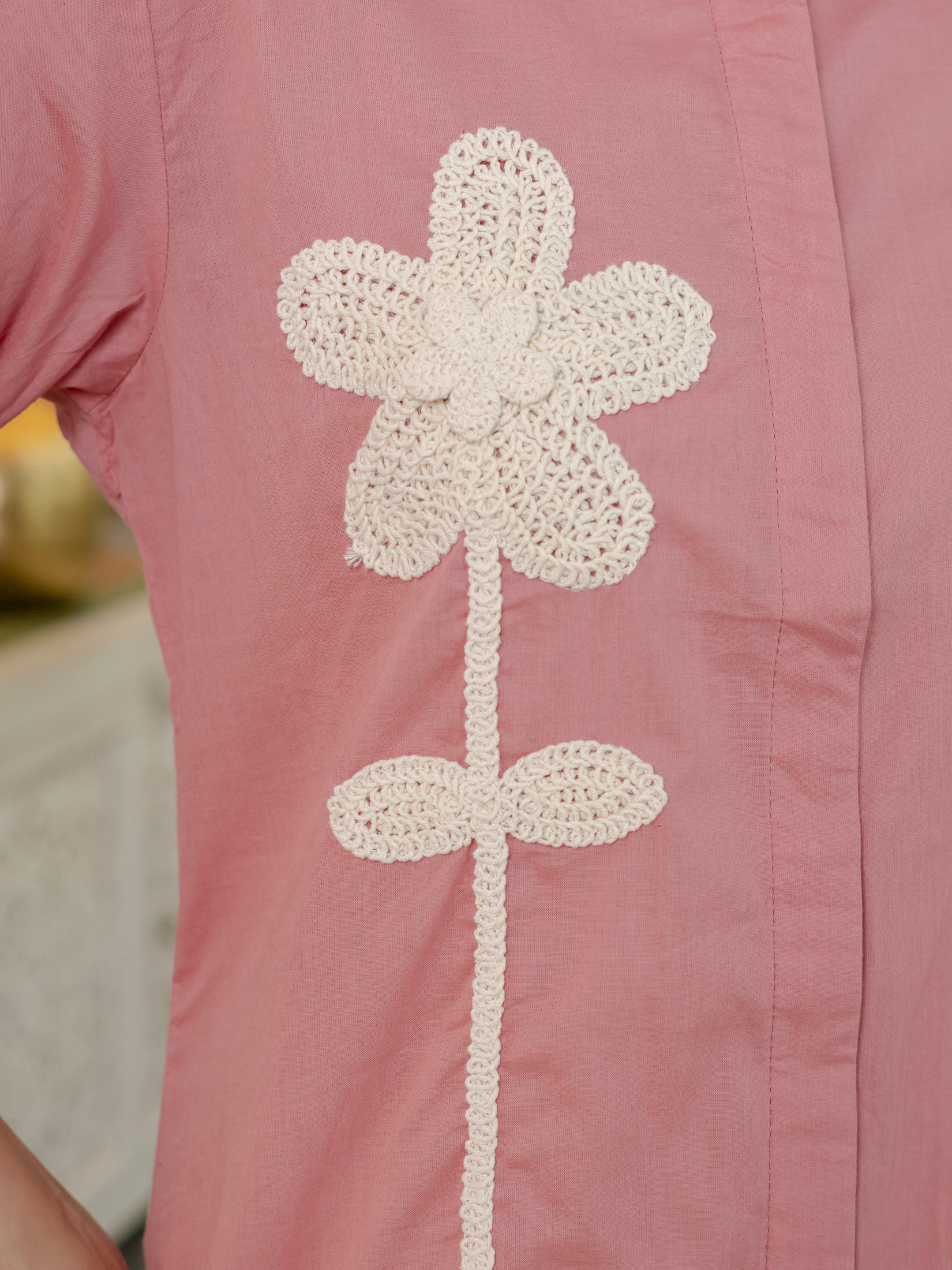 Women Onion Pink  Embroidered Thread Work Pure Cotton coord set
