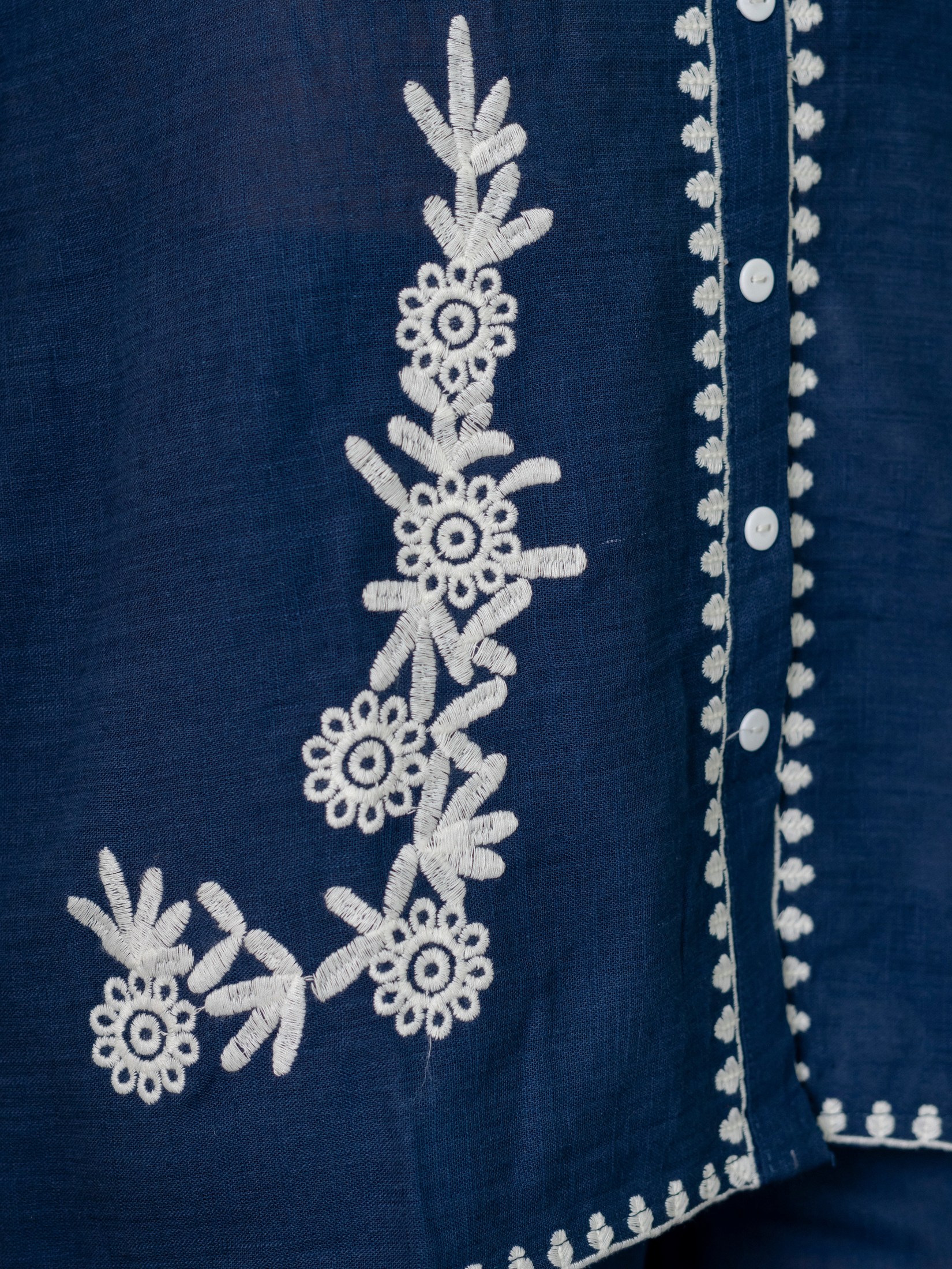 Women Royal Blue Embroidered Thread Work Pure Cotton coord set