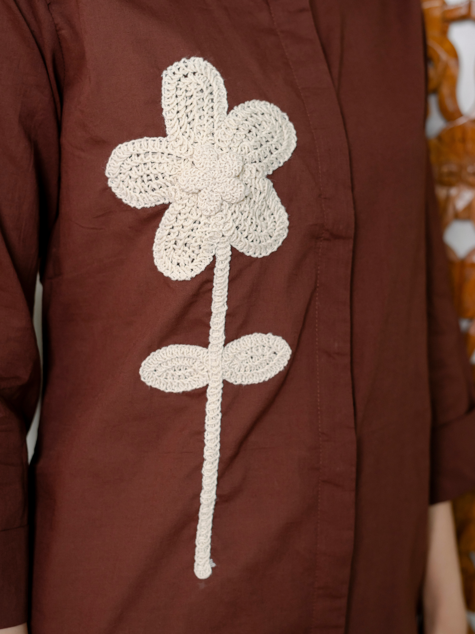 Women Brown  Embroidered Thread Work Pure Cotton coord set