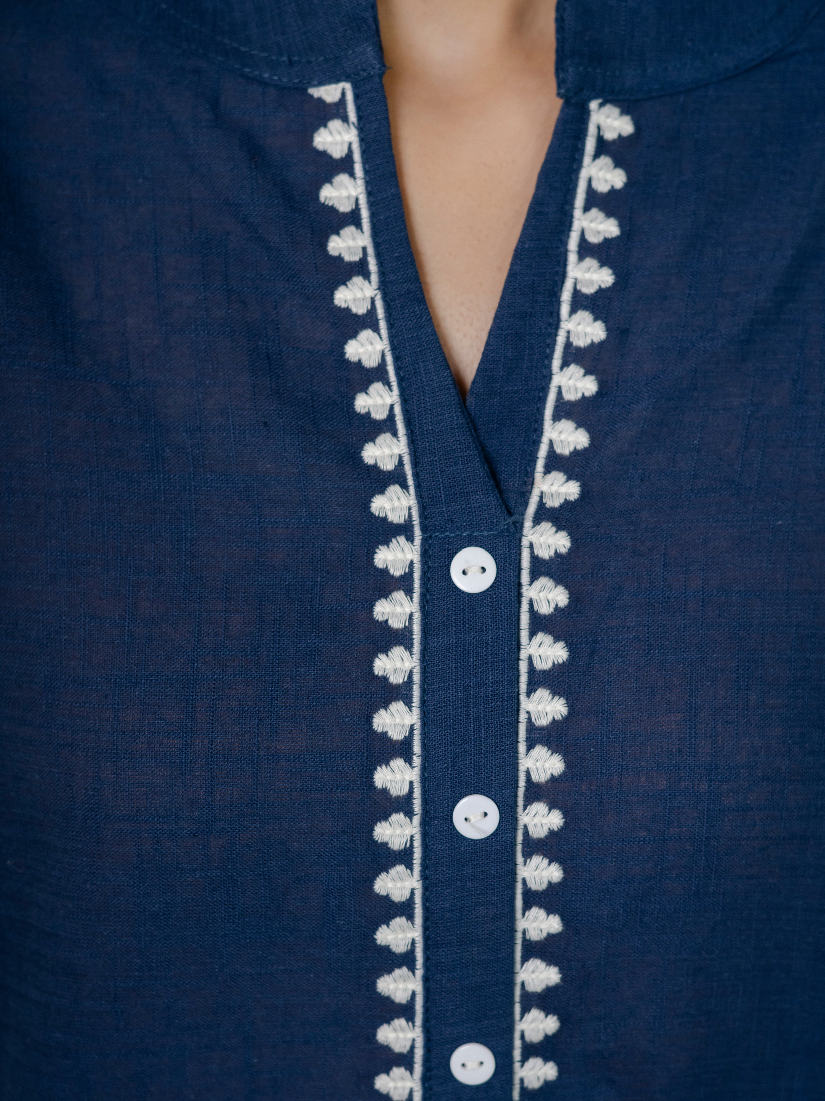 Women Royal Blue Embroidered Thread Work Pure Cotton coord set