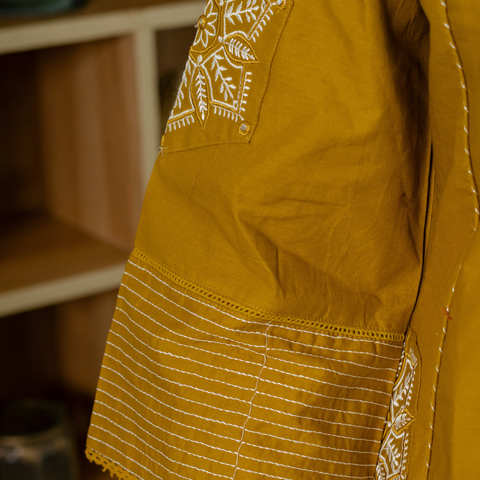 Women mustard  Floral Printed V-Neck  Pure Cotton embroidered Kurta dupatta set