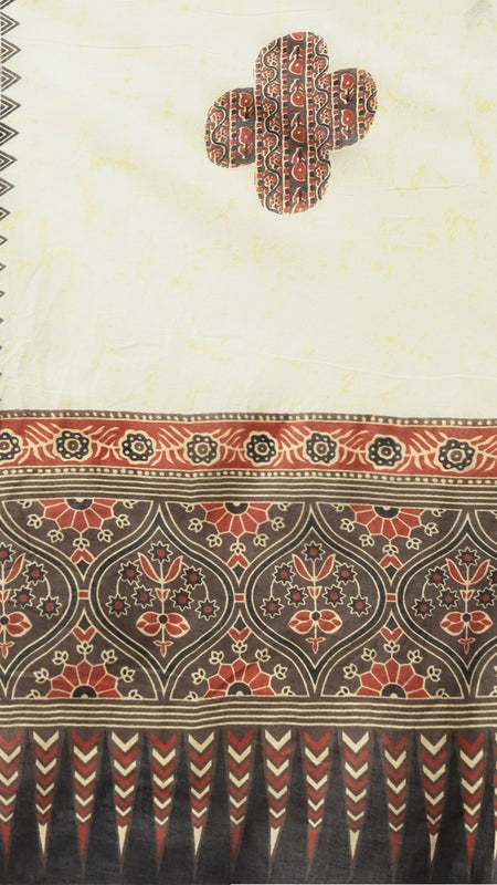 Ebbani Women’s Cotton Printed Brown Kurta Set with Dupatta