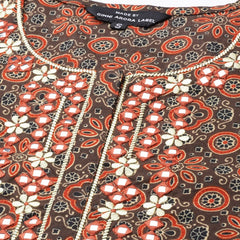 Ebbani Women’s Cotton Printed Brown Kurta Set with Dupatta
