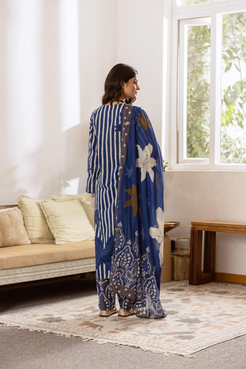 Printed Cotton Kurta Set with Dupatta
