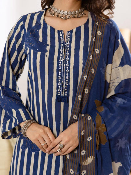 Printed Cotton Kurta Set with Dupatta
