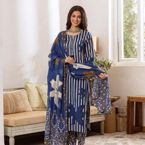 Printed Cotton Kurta Set with Dupatta
