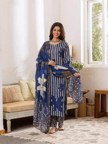 Printed Cotton Kurta Set with Dupatta