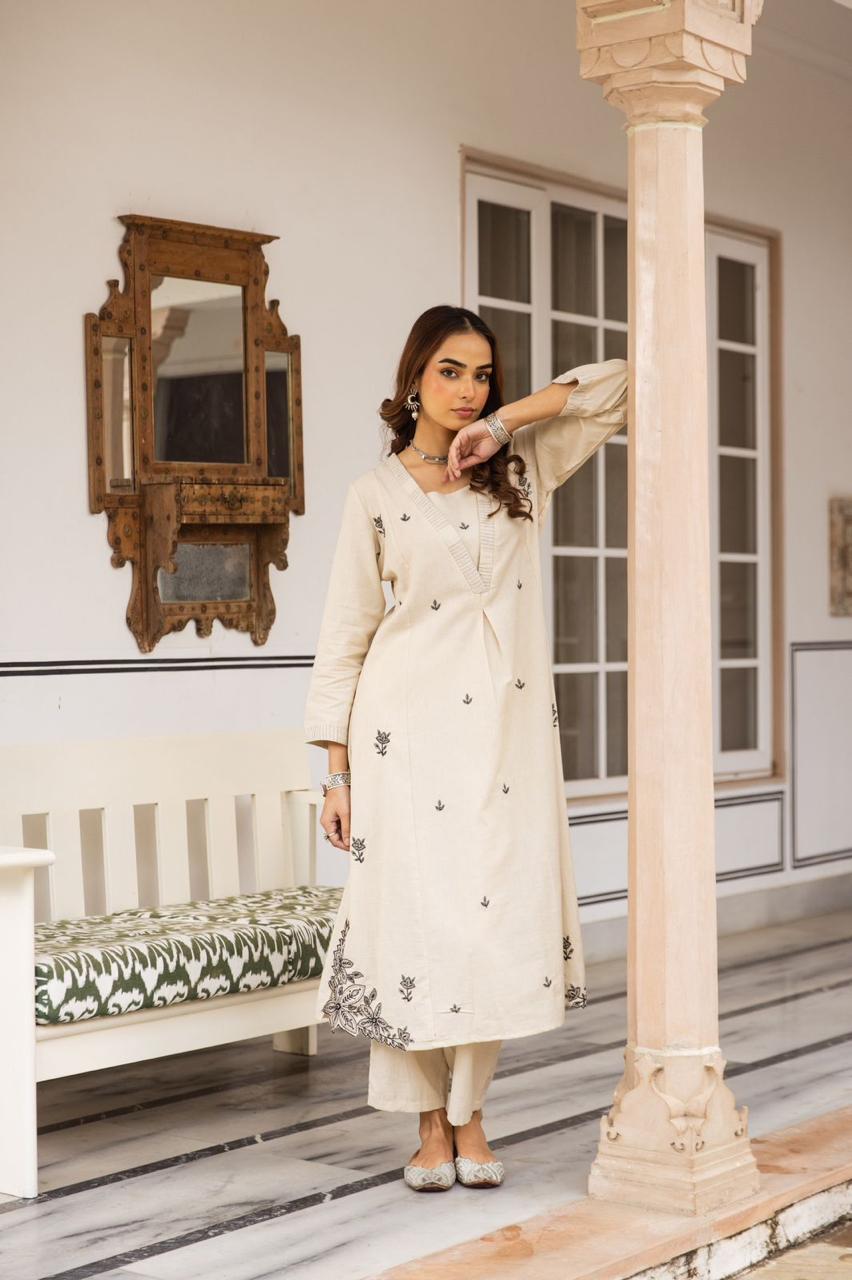 Cotton Embroidered Kurta Set
