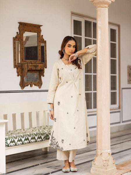 Cotton Embroidered Kurta Set