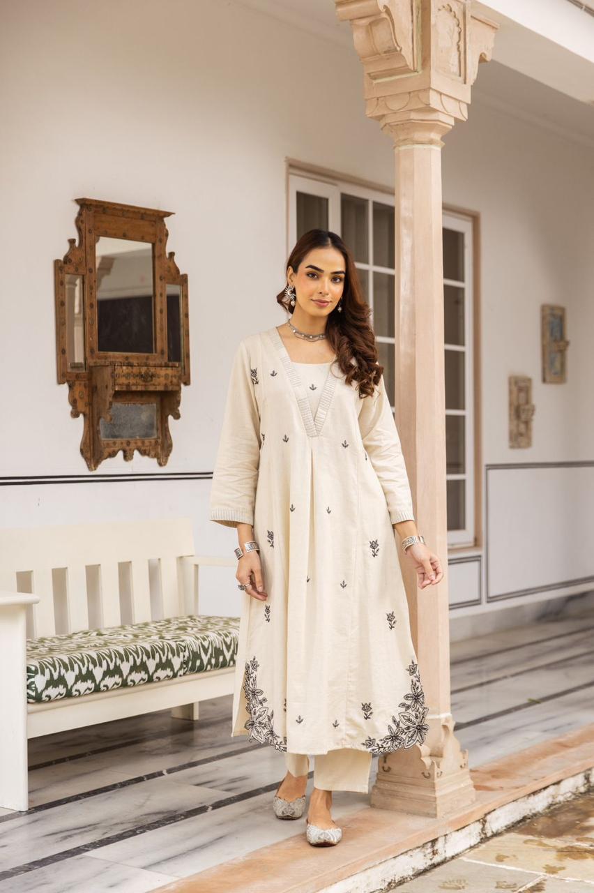 Cotton Embroidered Kurta Set