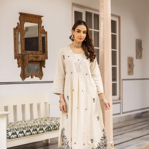 Cotton Embroidered Kurta Set