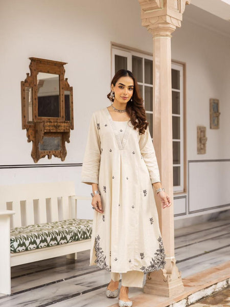 Cotton Embroidered Kurta Set