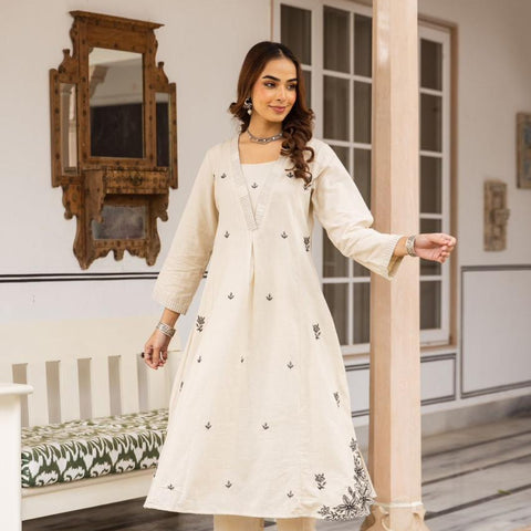 Cotton Embroidered Kurta Set
